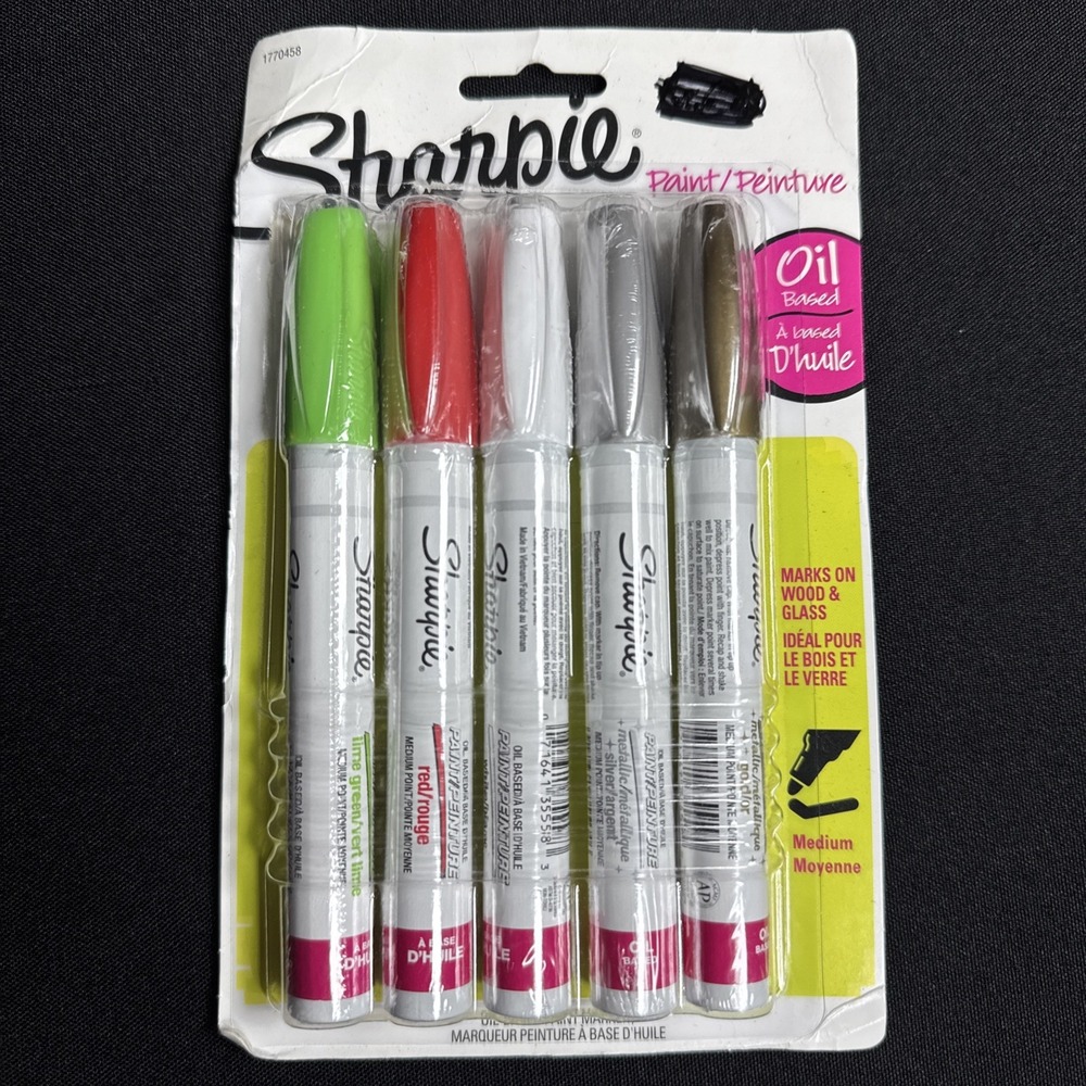 Oil-Based Paint Markers, Fine Point, Assorted Colors, 5 Count - Xmas Colors